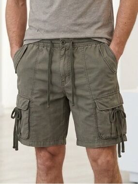 Lucky Brand‎ Men's XXL Cargo Shorts Olive Green Utility Gorpcore Drawstring NWOT